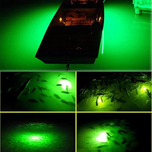 HonsCreat 12V 10W 180 LEDs 2000 Lumens LED Submersible Fishing Light Underwater Fish Finder Lamp with Battery Clip & 5m Cord