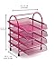 Klickpick Office 4 Tier Heavy Duty Metal Desktop Letter Tray File Organizer Sorter Desk Document Organizer Shelf Tray Magazine Holder Paper File Newspaper Organizer Tray - Pink