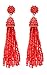 NLCAC Women's Beaded tassel earrings Long Fringe Drop Earrings Dangle Red