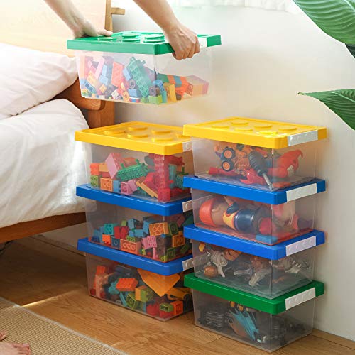 LUCKY-GO Toy Storage Organizer Bins with Lid Stackable Plastic