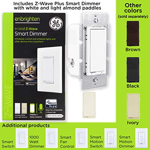 GE Enbrighten Z-Wave Plus Smart Light Dimmer, Works with Alexa