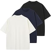 KEEPSHOWING Men's Cotton T-Shirts Oversized Unisex Short Sleeve Crew Neck Loose Basic Tops Solid Athletic Tee