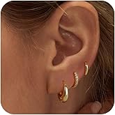 Tasiso Gold Hoop Earrings for Women, Dainty 14K Gold Plated Huggie Hoop Earrings Lightweight Hypoallergenic Earring Set Cubic Zircon Earrings Pack for Women Trendy Jewelry Gifts