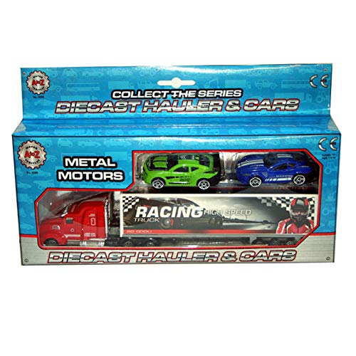Atoz 6399 Die-Cast Container Truck with 2 Cars, Various