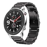 Aresh Compatible with Amazfit GTR 47mm Bands, Stainless Steel Replacement Band Compatible for Amazfit GTR 47mm Smartwatch (Black)