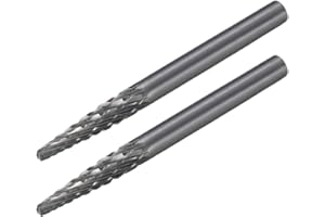 uxcell Tungsten Carbide Rotary Files 1/8" Shank, Double Cut Taper Shape Rotary Burrs Tool 3mm Dia, for Die Grinder Drill Bit 