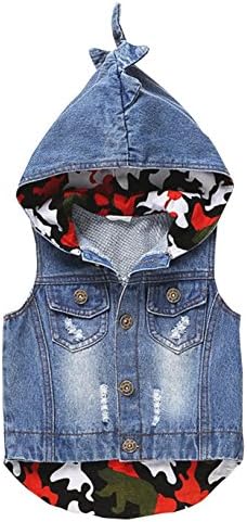Ameyda Toddler Kids Baby Boys Girls Hooded Denim Vest Sleeveless Jacket Coat