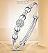 LMCIEZR Women's Simple Sterling Silver Beads Bangle Bracelet Transfer Lucky Beads Bracelet Cuff Bracelet Bangle with Open Design