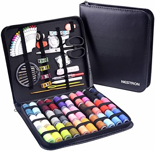 Sewing Kit with XXL Size PU Case and Over 100 Accessories,30 XL PVC Thread Spools, Advanced Version Sewing Supplies for Adults,Kids,Travel,Camping,Home,by Nestron