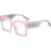 ZIMUSUN Oversized Square Glasses for Women Men Chunky Frame Blue Light Lens Non Prescription Eyeglasses