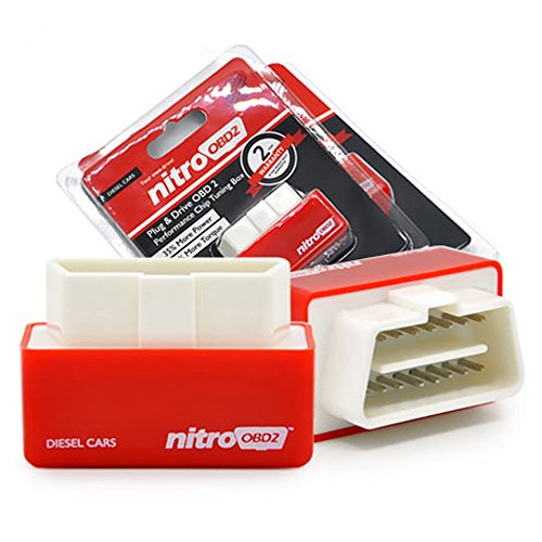 NitroOBD2 Chip Tuning Box Nitro OBD2 Performance Plug and Drive OBD2 Chip Tuning Works For Diesel Cars (red)