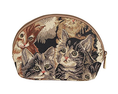 Signare Fashion Canvas/Tapestry Cosmetic Bag/Make-up Bag Cat Design