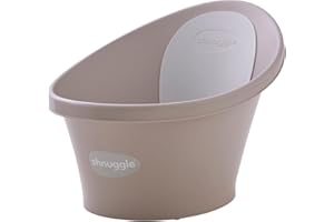 Shnuggle Newborn Baby Bath | Built in Support Bump and Soft Backrest | Suitable from Newborn | Bath Seat Support Includes Plug | Taupe