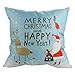 Luxbon Cotton Linen Cute Santa Claus Reindeer Snowman Snowflake Christmas Tree Little House Bird Gift Ho Ho Ho Merry Christmas & Happy New Year PillowCase Cushion Cover Insert Not Inclued - Design 5