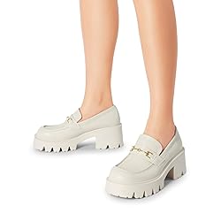 Women Loafers Platform Chunky Heel Slip On Lug Sole