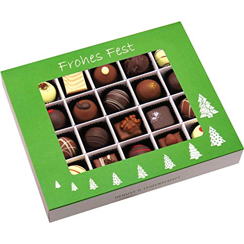 Hallingers 20er Pralinen-Mix handgemacht, mit/ohne Alkohol (240g) - Frohes Fest Grün (Pralinenbox) - Weihnachten 2023… – Bild 4