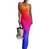 Nimsruc Women Summer Long Dress Casual Slip Sexy Slim Sleeveless Bodycon Maxi Dresses for Women 2024