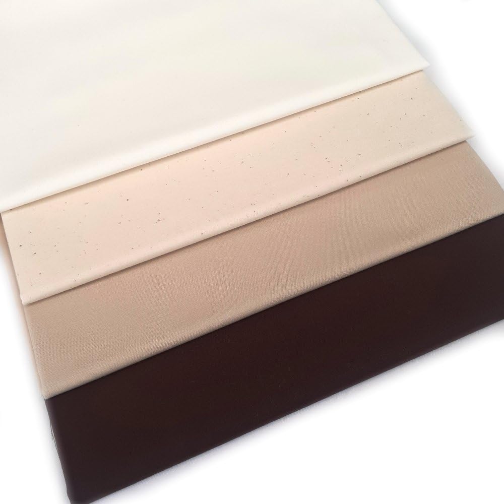 Solid Naturals Fat Quarter Bundles of 100% Cotton Poplin Fabric Plain Colours in Different Shades - Sewing Cuts (Natural)