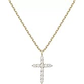 ShiKeWei 14K Gold Plated Cubic Zirconia Cross Necklace for Women, Adjustable 18+2 Inch Chain, Hypoallergenic Faith Pendant Jewelry, Ideal Gift for Birthday, Anniversary, Mother’s Day
