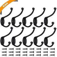 Coat Hooks-Aronydia Heavy Duty Coat Hat Hook Key Hook Robe Hook Cup Hooks Retro Hooks for Coat/Backpack/Bag/Towel/Key/Cap (Black 10 Pack)
