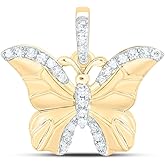 Jewels By Lux 10K Yellow Gold 1/10Cttw Natural Diamond Gift Butterfly Pendant