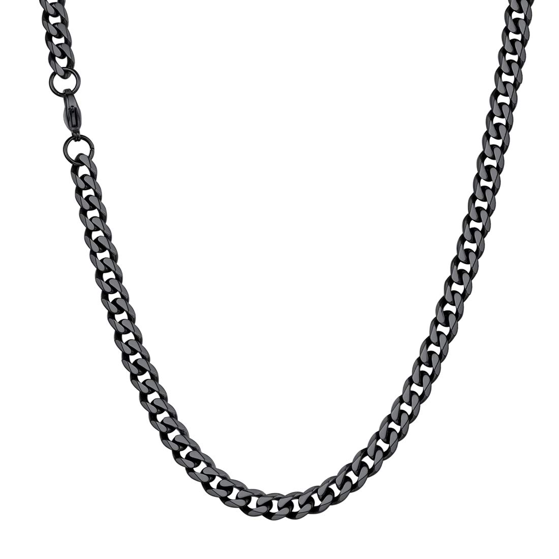 U7 Black Curb Chain Necklace Men, Women 18 Inch Stainless Steel Chains