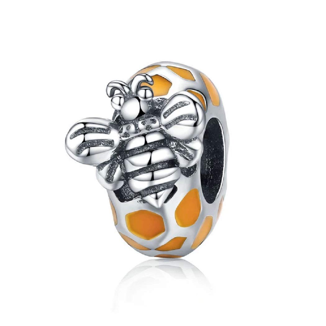 FeatherWish 925 Sterling Silver Charm Honey Bee Insect Animal Nature Spacer Bead Fits And Compatible With Pandora Bracelets Gift Women Friend Sister Wife Mum Birthday (Honey Bee Spacer) โ image 1