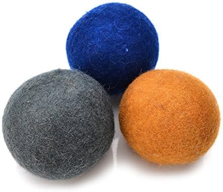 Set of 3 Pack 100% New Zealand Wool Pet Balls,2.36” Diameter Indoor or Outdoor Pet Toys by RRR Natural Farm,Safe for Cats and Dogs(3 Color Mix)