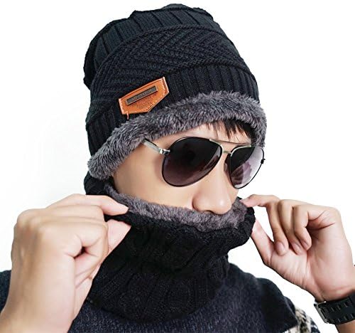 Winter Beanie Hat Scarf Set Warm Knit Hat , Outdoors Ski Thick Knit Skull Cap Scarf Set for Men and Wowen