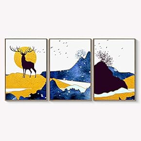 Framed Canvas Wall Art for Living Room, Bedroom Abstract Landscape Dream Place Canvas Prints for Home Decoration Ready to Hanging - 16"x24"x3 Panels