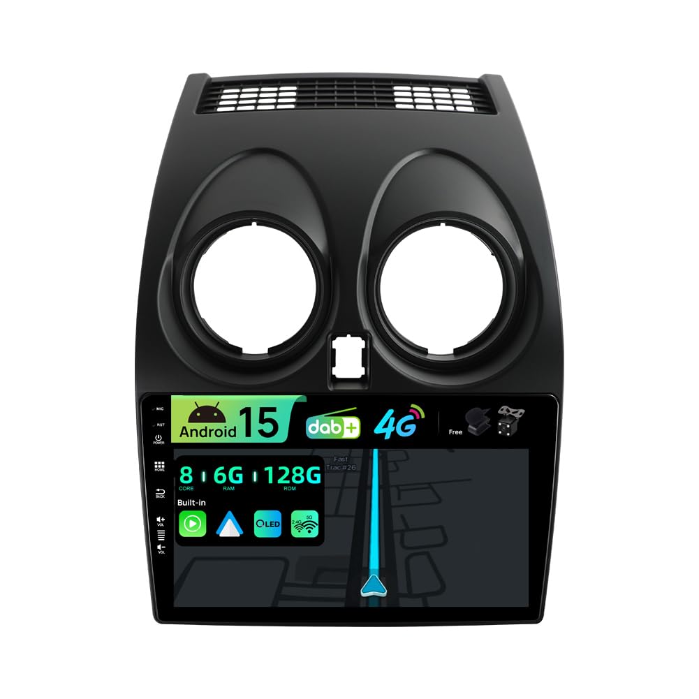 BXLIYER - [Built-in DAB / 4G] - 6G+128G - Android 15 - Car Stereo For Nissan Qashqai J10 (2006-2015) - Wireless Carplay/Android Auto - Camera + MIC - 9 Inch QLED 2 Din - SWC DSP Fast-boot 360-CAM