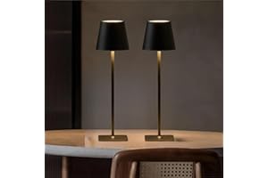 IMPREMEY Set of 2 Cordless Table Lamps, Rechargeable Lamp for Dinner Dining Room Restaurant Home Bar Kitchen,Waterproof for O