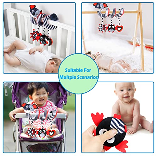 Baby Car Seat Toy With High Contrast Black White Patterns - Spiral Activity Toy For Pram & Crib