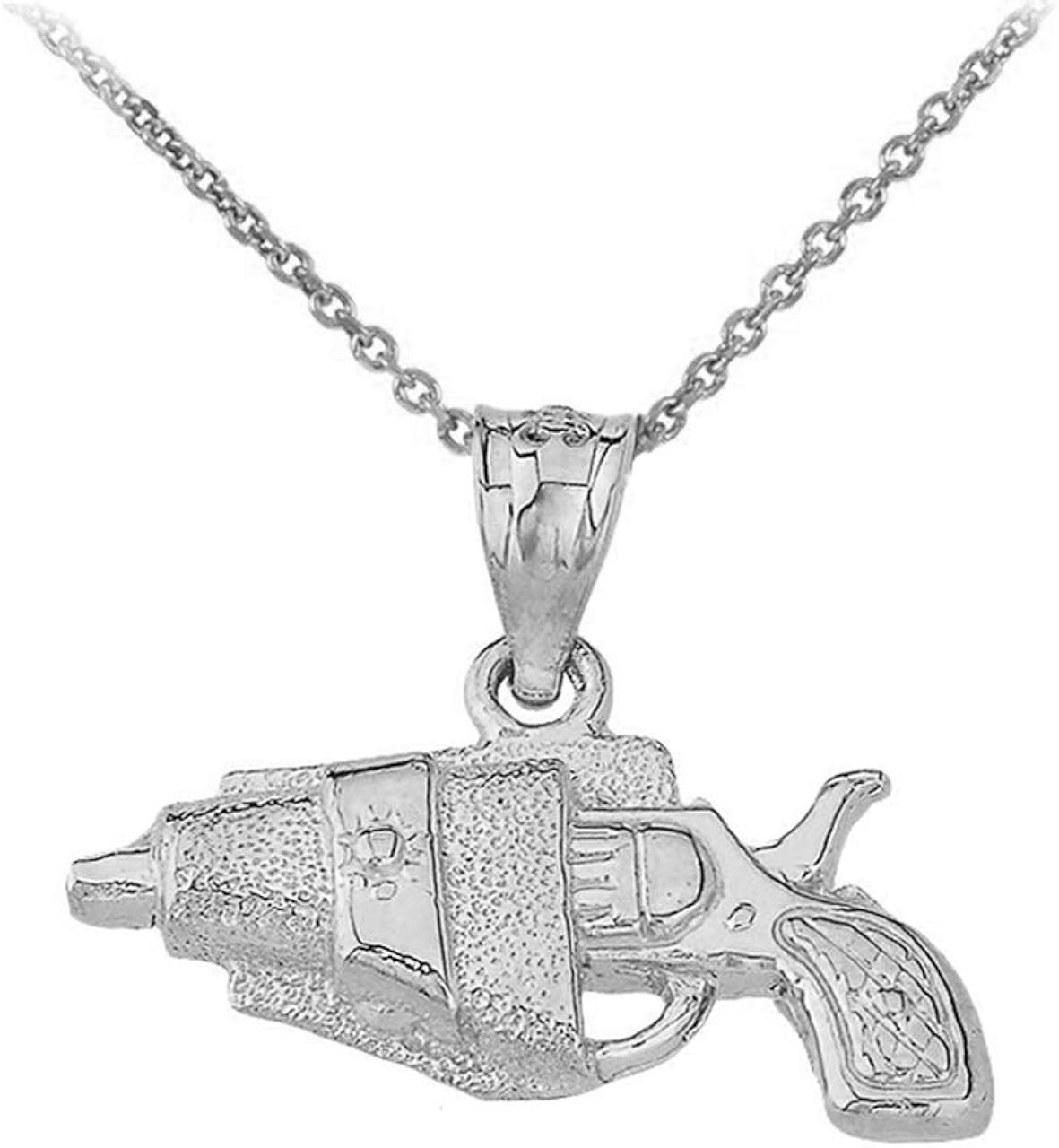 Fine 925 Sterling Silver Revolver Pistol Gun in Holster