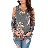 Mother Bee Women's Cold Shoulder Maternity Tunic Top by Rags and Couture ,Grey,Medium