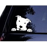 Pitbull Vinyl Car Decal - Peeking Pitbull - Waterproof Dog Sticker for Windows, Laptops, Cars, Boats, Professional Grade (6")