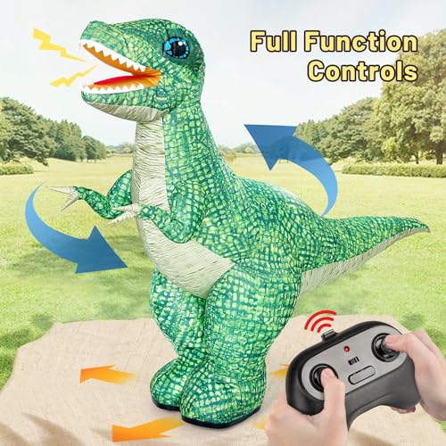 Remote Control Dinosaur Toys, Realistic Electric 2.4GHz Remote Control Inflatable Dinosaur Toy, with 360°Rotation, Forward & Backward, Rechargeable Walking Dinosaur Toy for Kids 6+ Birthday Gifts