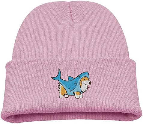 Jukaifaquj Children Corgi In A Shark Girls&amp;Boys Winter Warm and Comfortabl Cute Pattern Knitting Hat Beanie Skull Cap Pink