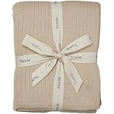 Knitted Organic Cotton Baby Blanket- Swaddle Blanket, 30" x 40" Soft Receiving Blanket for Newborn (0-2Yrs -Ribbed - Fog)
