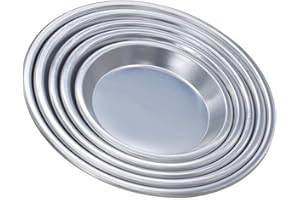 Set of Round Anodized Aluminum Pizza Pans with Deep and Shallow Styles from 5 to 12 Inches, Oven Safe with Excellent Heat Con