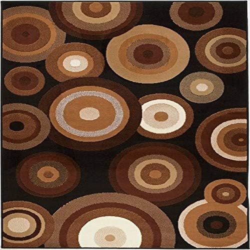 New Chateau S12 Black Beige Abstract Geometric Circle Abstract Style Area Rug (2" X 3" Actual is 22" X 35")