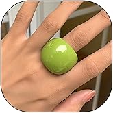 Rrdaily Chunky Acrylic Wide Band Rings for Women, Exaggerated Large Plastic Resin Knuckle Statement Rings Thick Big Finger Jewelry Accessories Gifts