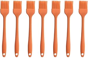 JYYHSF Silicone brush， BBQ/Pastry Basting Brushes,Silicone Cooking Grill Barbecue Baking Pastry Oil/Honey/Sauce Brush (7 PCS,orange)