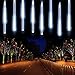 Meteor Shower Rain Lights,Flipcase LED Waterproof Icicle Falling Rain Christmas Lights for Wedding Party Christmas Xmas Tree String Outdoor Lights 30CM 8 Tubes 144 LEDs(White)