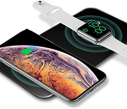 QIH Fast Wireless Charger,Qi-Certified 10W 2-In-1 Charging Pad Compatible With Iwatch Series 4/3/2/1,Iphone Xs Max/XS/XR/X/8/8 Plus, Galaxy S9/S9+/S8/S8+/Note 8 And More