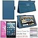 EpicGadget PU Leather Folding Folio Case with Screen Protector and Random Color Stylus for Fire HD 8 (Previous 6th Gen) (2016) - Navy Blue