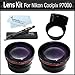 Lens Bundle Kit For Nikon Coolpix P7000 P7100 Digital Camera Includes Necessary Adapter Tube + 2x HD Telephoto Lens + .45x Professional HD Wide Angle Lens With Macro + Lens Pen Cleaning Kit + More