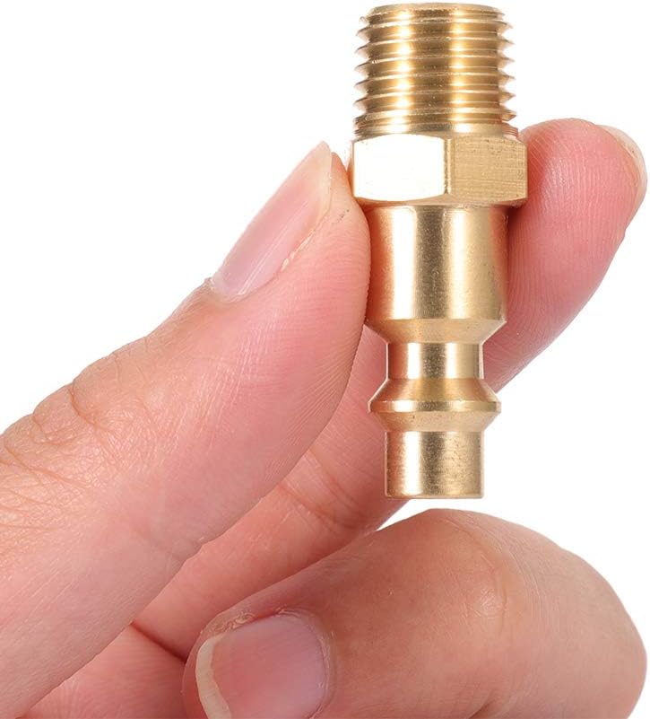 Brass 1/4-Inch NPT Male Industrial Air Hose Quick Connect Adapter, Air Coupler and Plug Kit, Air Compressor Fittings 10pcs (Male NPT) - - 