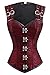 FIYOTE Women 12 Steel Bone Double Buckle Straps Lace Up Corset (M, Wine)