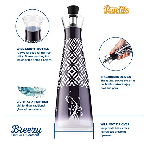 No Funnel Needed - Olive Oil Dispenser Glass Bottle with Dark Film to Protect Cooking Oils and Balsamic Vinegar From Heat and Light Airtight Containers Help Keep oils from spoiling | 17 ounce cruet - Thumbnail 3
